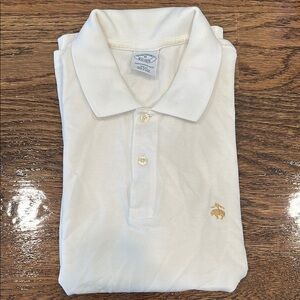 Brooks Brothers White Polo Shirt with Textured Knit